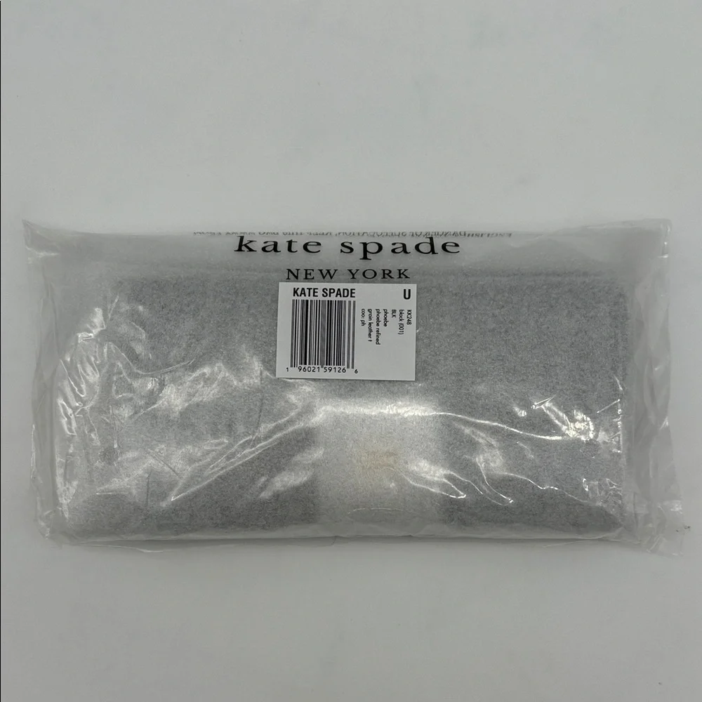 Kate Spade Phoebe Refined Grain Leather Turnlock Wallet On A Chain Black Gold